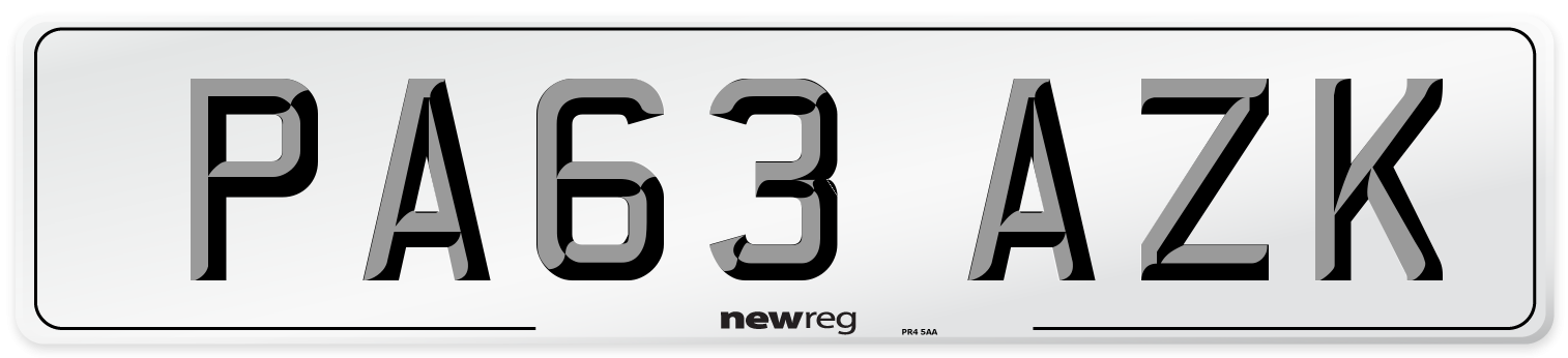 PA63 AZK Number Plate from New Reg